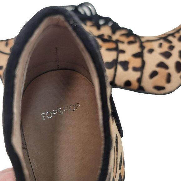 TopShop Leopard Booties New Calf Hair Boots Womens Size 7 Lace Up - Picture 9 of 9
